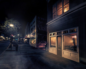 Fototapeta premium Building At Night Open For Business