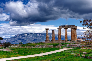 The Temple of Ancient Corinth, Greece.