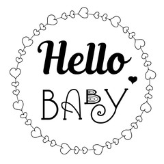 Hand drawn lettering hello baby and cute wreath - 265330993