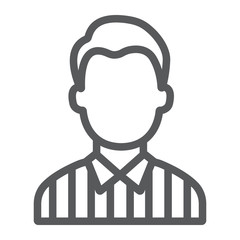 Referee line icon, sport and soccer, man sign, vector graphics, a linear pattern on a white background.