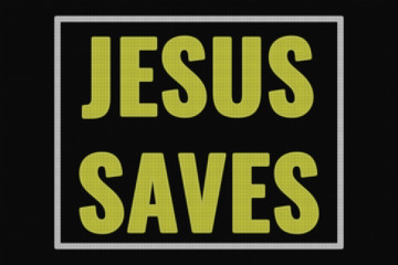 Fototapeta premium Jesus saves text on dark screen