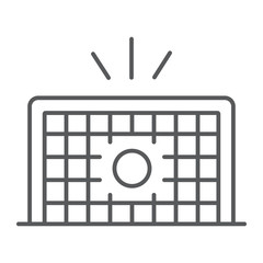 Soccer gate thin line icon, football and sport, goal sign, vector graphics, a linear pattern on a white background.