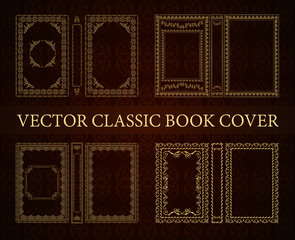 Vector classical book cover. Decorative vintage frame or border to be printed on the covers of books. Drawn by the standard size. Color can be changed in a few mouse clicks.