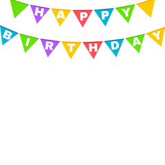 Happy birthday banner with colorful flags. 