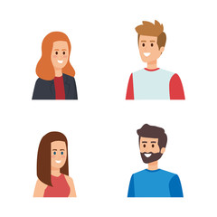 set girls and boys head with hairstyle