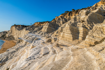 White rocky cliff Scala dei Turchi on the coast of Realmonte, near Porto Empedocle, southern Sicily, Italy