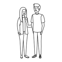 young couple avatars characters