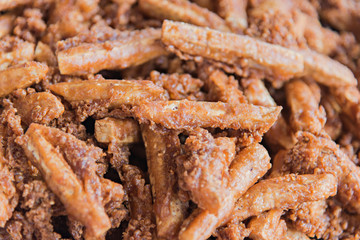 Fried banana, selective focus (detailed close-up shot)