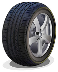 Obraz premium Realistic tire car wheel vector illustration isolated on white background