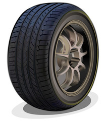 Obraz premium Realistic tire car wheel vector illustration isolated on white background