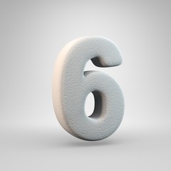 Volumetric construction foam number 6 isolated on white background.