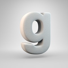 Volumetric construction foam lowercase letter G isolated on white background.