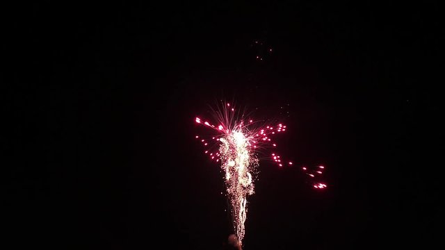 Big fireworks in the night summer sky, full HD video