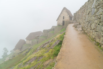 View of Machu Picchu in the mist