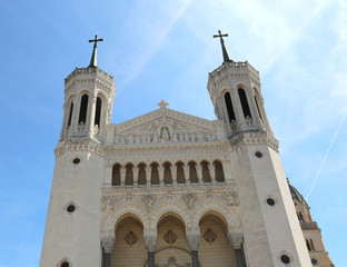 marble facade of Notre Dame de Fourviere in Lyon France