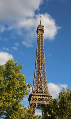Bottom view of Eiffel tower in Paris