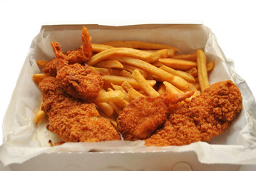Fried Seafood Dinner in a Takeout Box 