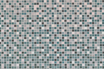 The texture mosaic, moss green on the wall. Tiled background. White, marsh and green abstract mosaic ornament.