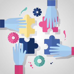 hands puzzles pieces team