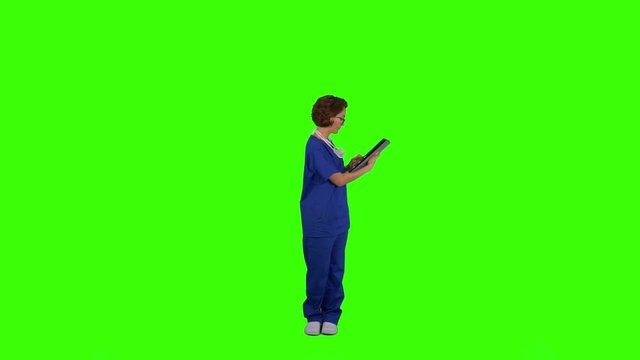 Nurse Wearing Glasses With IPad (rotating)