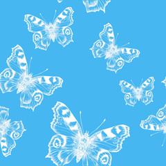 watercolor seamless pattern with butterflies