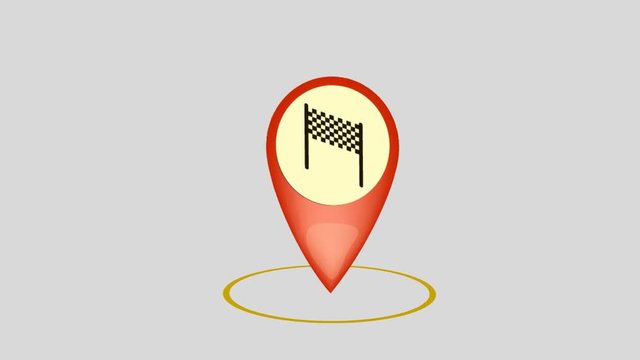 Finishing point on map point, animation for sports presentations