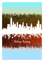 Hong Kong skyline Blue and White