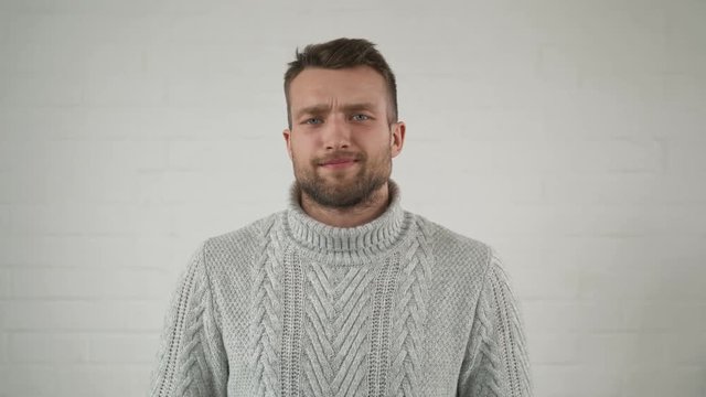 People, nerd and education concept - Smiling handsome student man, crossed arms, over white background business startup