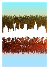 Kiev skyline Blue and White