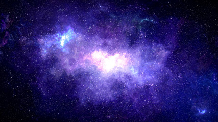 Universe filled with stars, deep space nebula and galaxy © rosezombie