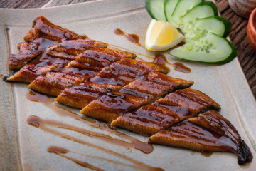 Japanese eel grilled  or unagi kabayaki.