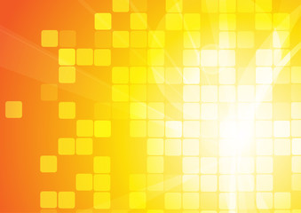 Vector : Abstracr curve and squares on orange background