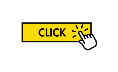 Hand cursor icon clicking on click here button