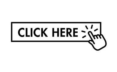 Obraz premium Hand cursor icon clicking on click here button