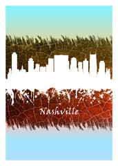 Nashville skyline Blue and White