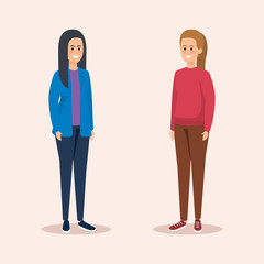 nice girls with casual clothes and hairstyle