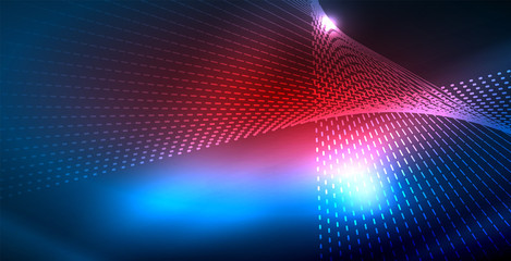 Fototapeta premium Color neon lights with waves abstract background
