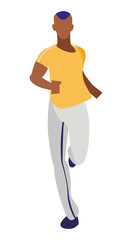 athletic afro man running character