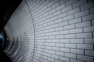 London underground tunnel with white tiles