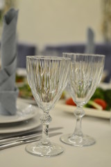 empty glasses on a table