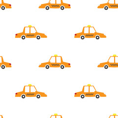 seamless pattern with yellow car taxi