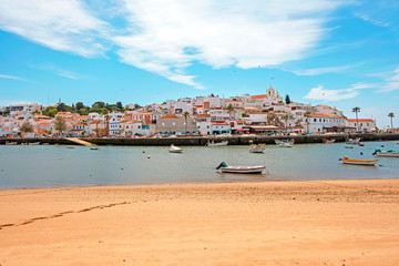 Fototapeta na wymiar View on the traditional village Ferragudo in the Algarve Portugal