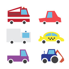 Set of cartoon comic cars