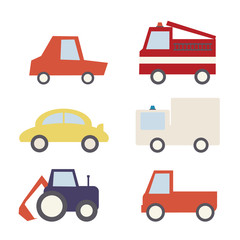 Set of cartoon comic cars