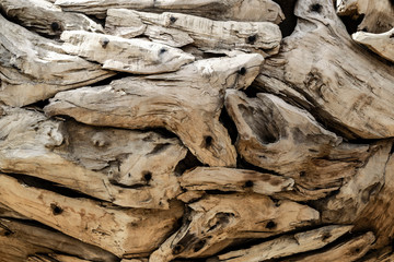 Natural wood background with pieces of wood.