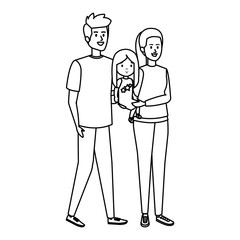 parents couple with daughter characters