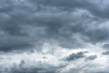 Dark rainy cloudy sky.