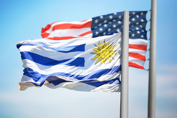 Flags of Uruguay and the USA