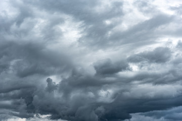 Dark rainy cloudy sky.