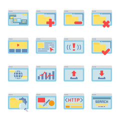 Interface Browser flat vector icon set